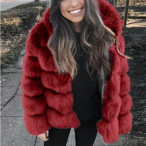 Women Winter Thickened Warm Fur Coat 
Long-sleeve/Hooded