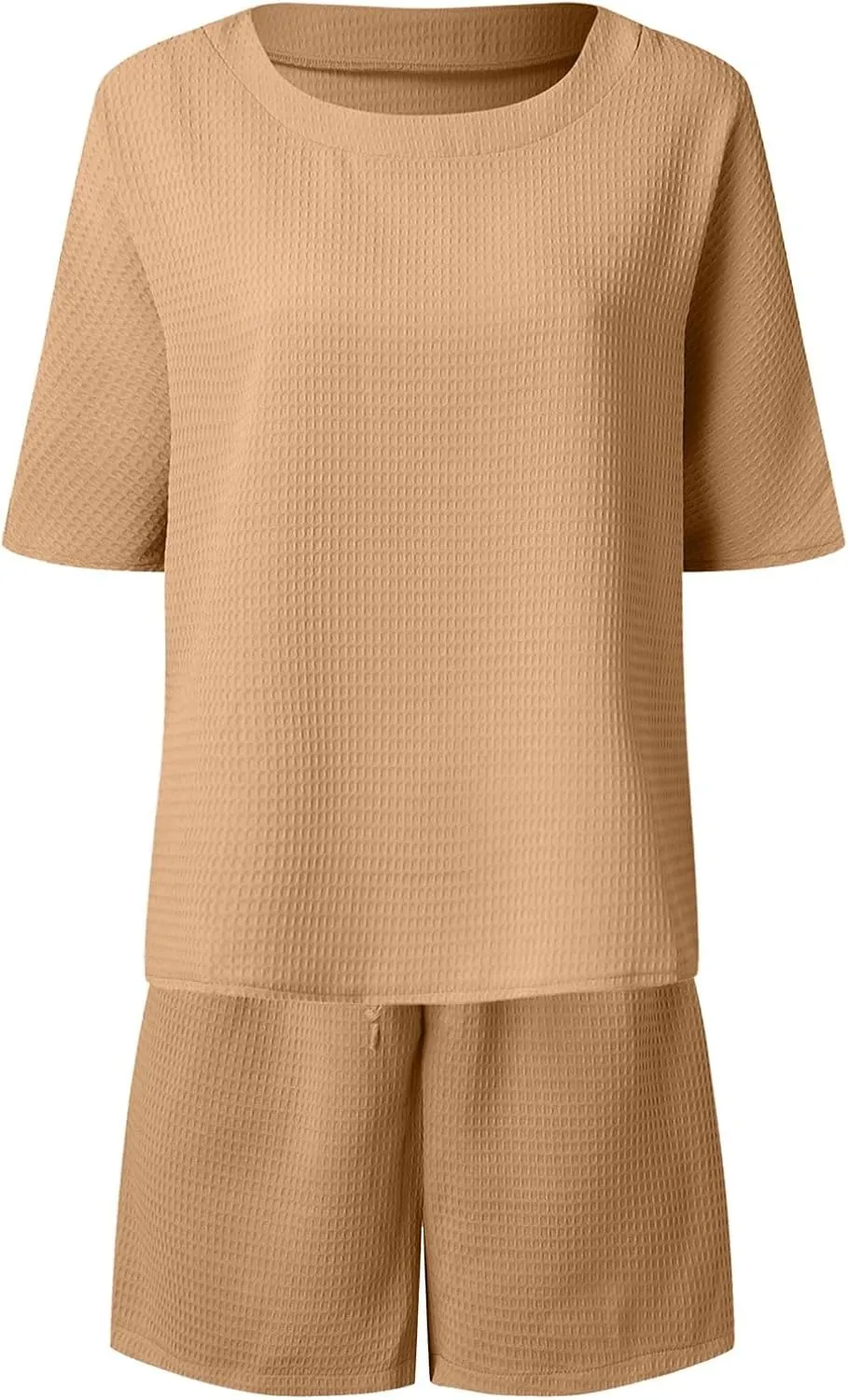 Women's 2025 Summer 2 Piece Lounge Sets Button Down Short Sleeve Tops and Shorts Casual Sweatsuits with Pockets