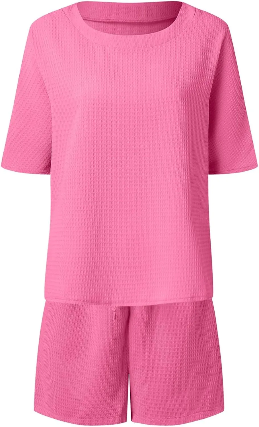 Women's 2025 Summer 2 Piece Lounge Sets Button Down Short Sleeve Tops and Shorts Casual Sweatsuits with Pockets