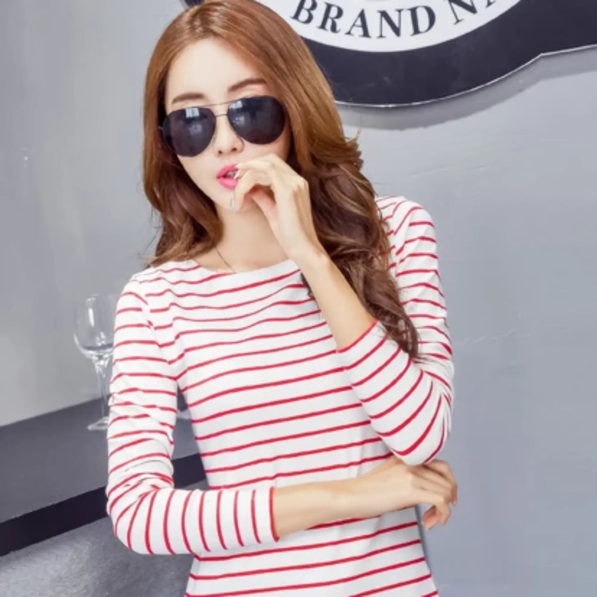 Women's Autumn Casual O-Neck Striped T-Shirt | Plus Size