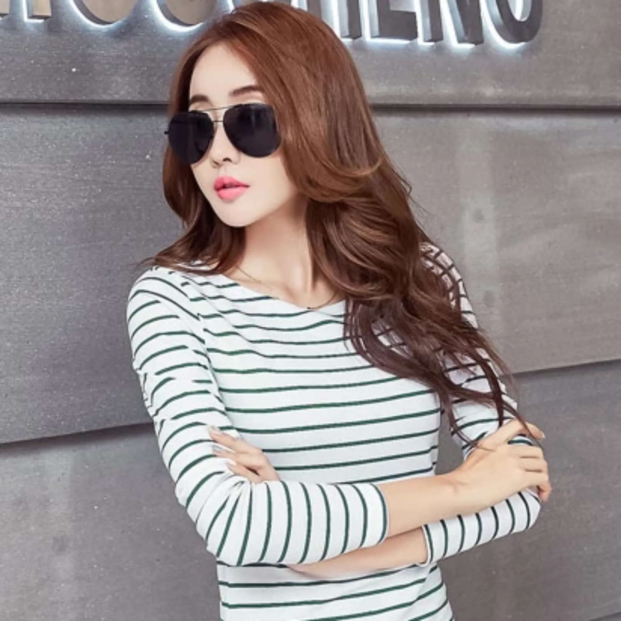 Women's Autumn Casual O-Neck Striped T-Shirt | Plus Size