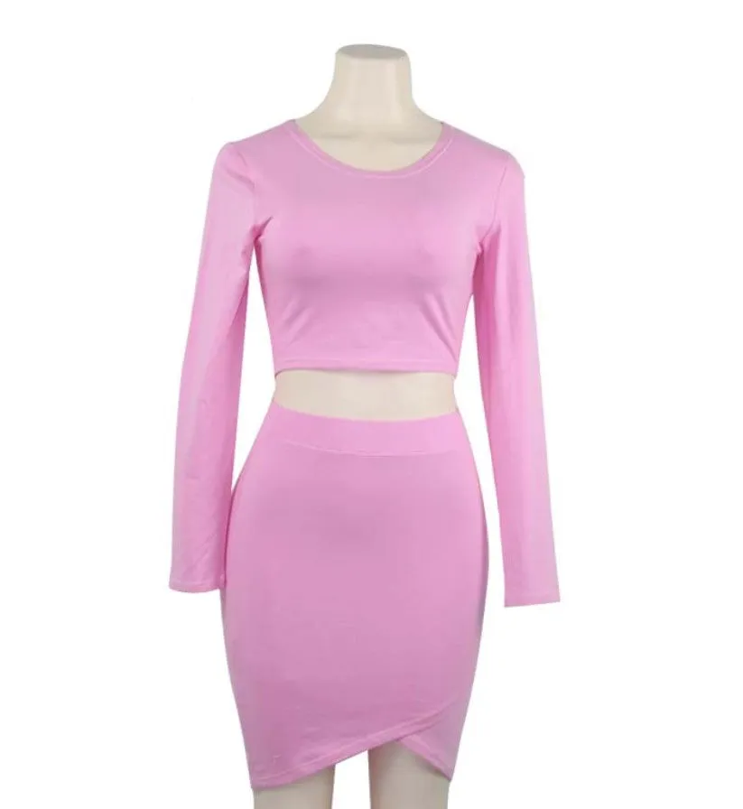 Women's Autumn Long-Sleeved O-Neck Two-Piece Dress