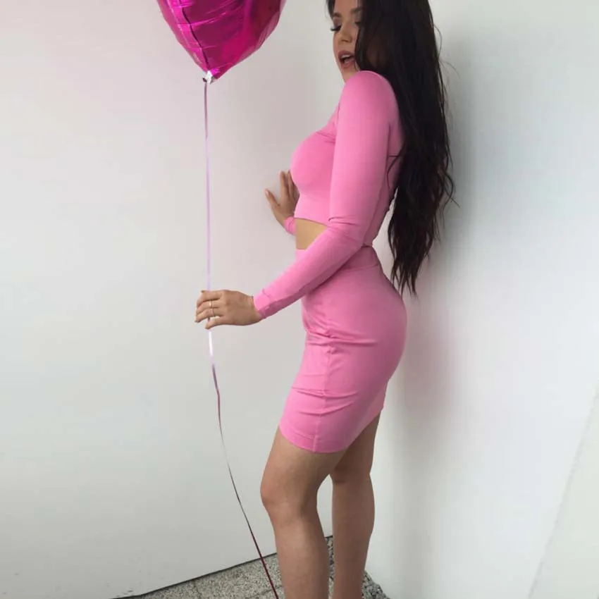 Women's Autumn Long-Sleeved O-Neck Two-Piece Dress