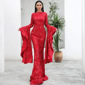 Women's Autumn O-Neck Glitter Dress