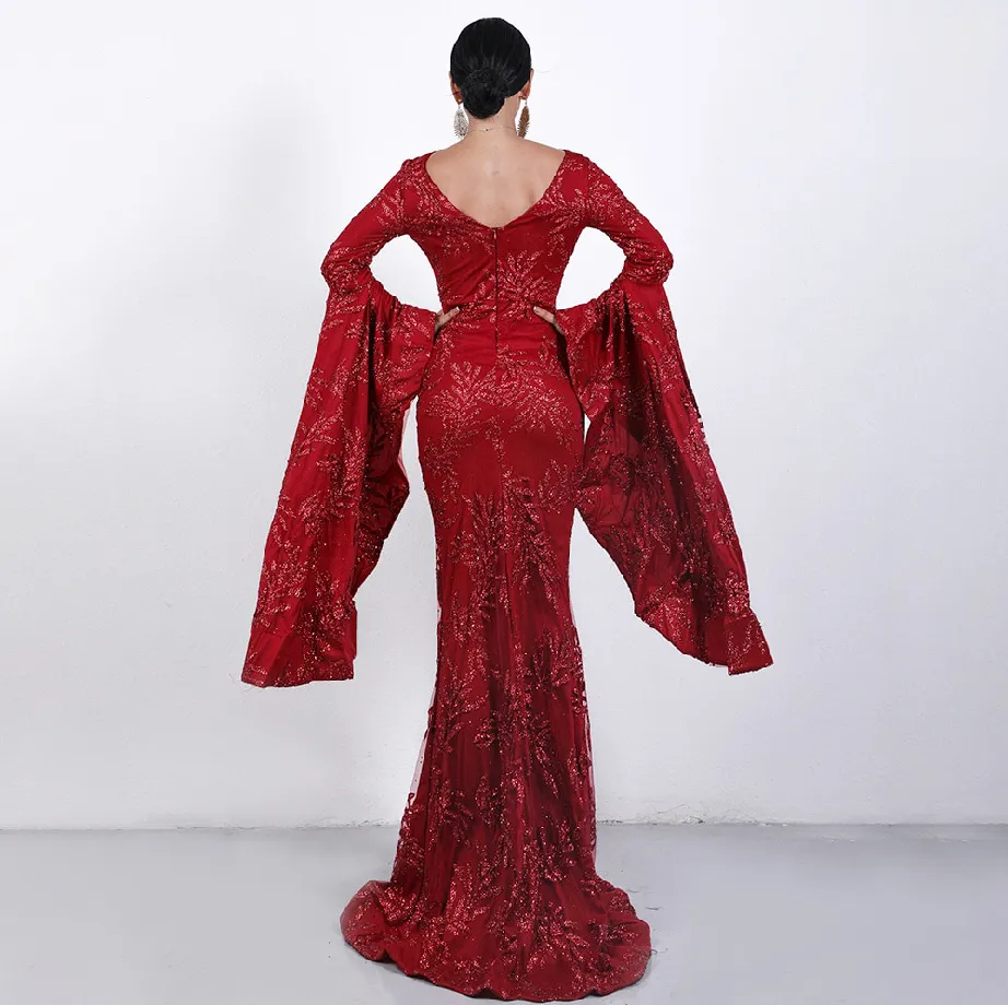 Women's Autumn O-Neck Glitter Dress