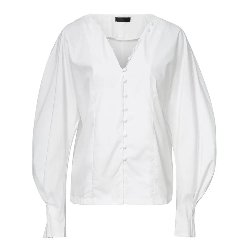 Women's Autumn/Winter Vintage V-Neck Long-Sleeved Blouse