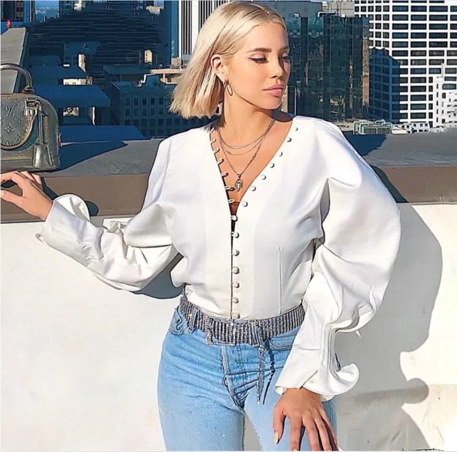 Women's Autumn/Winter Vintage V-Neck Long-Sleeved Blouse