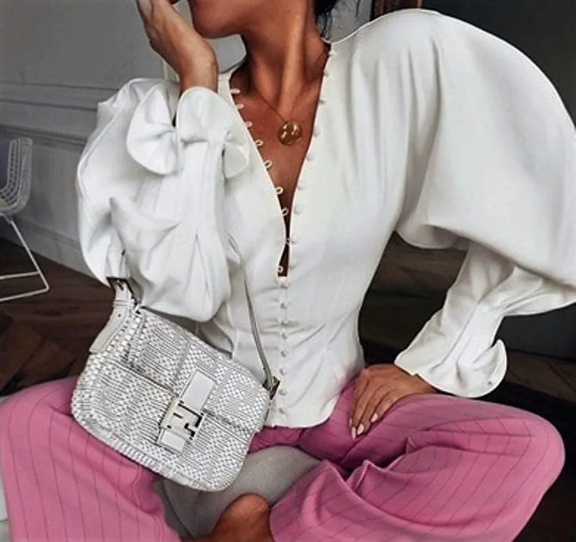 Women's Autumn/Winter Vintage V-Neck Long-Sleeved Blouse