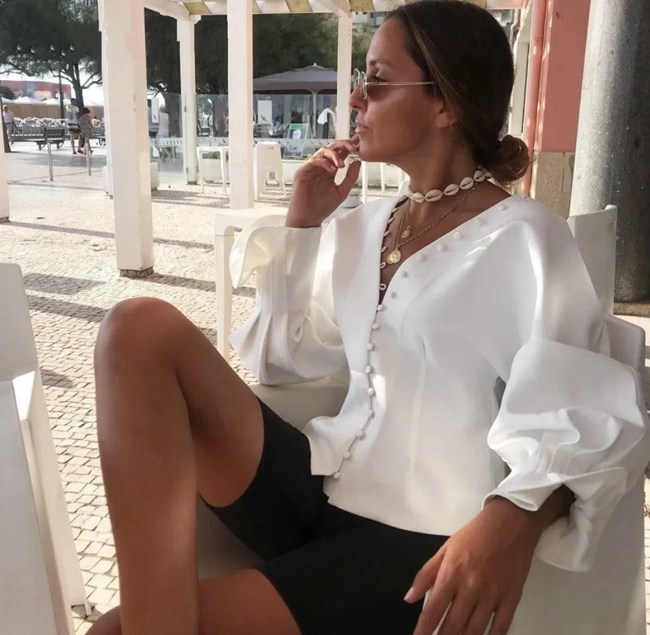 Women's Autumn/Winter Vintage V-Neck Long-Sleeved Blouse