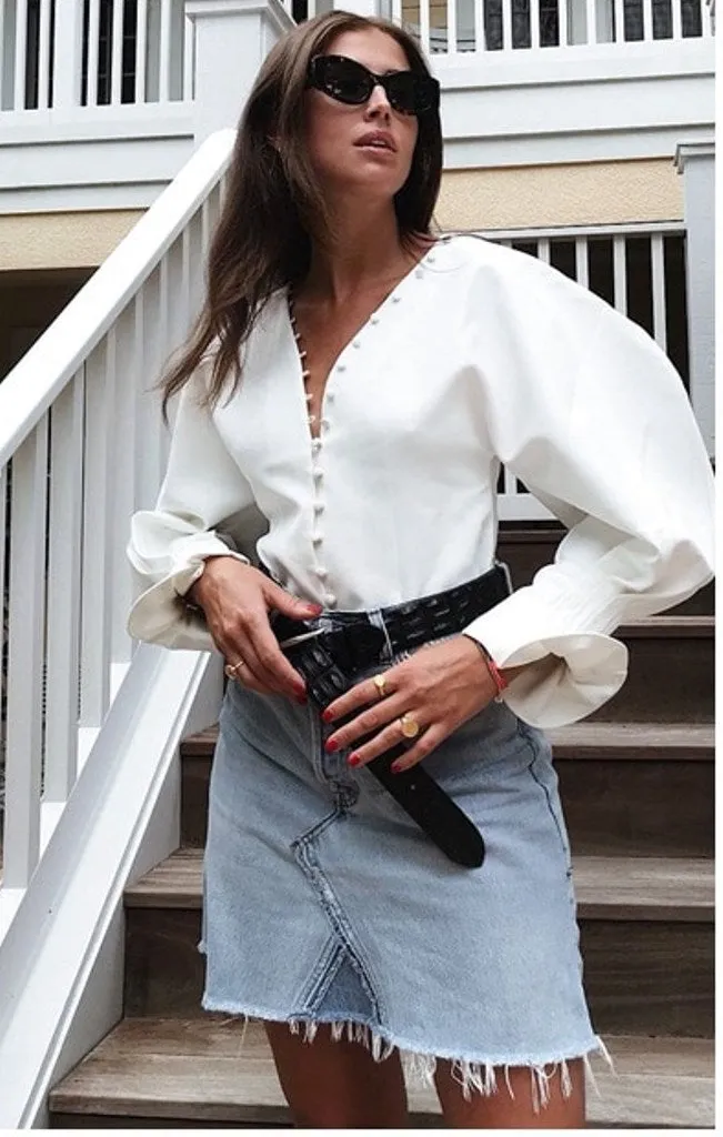 Women's Autumn/Winter Vintage V-Neck Long-Sleeved Blouse