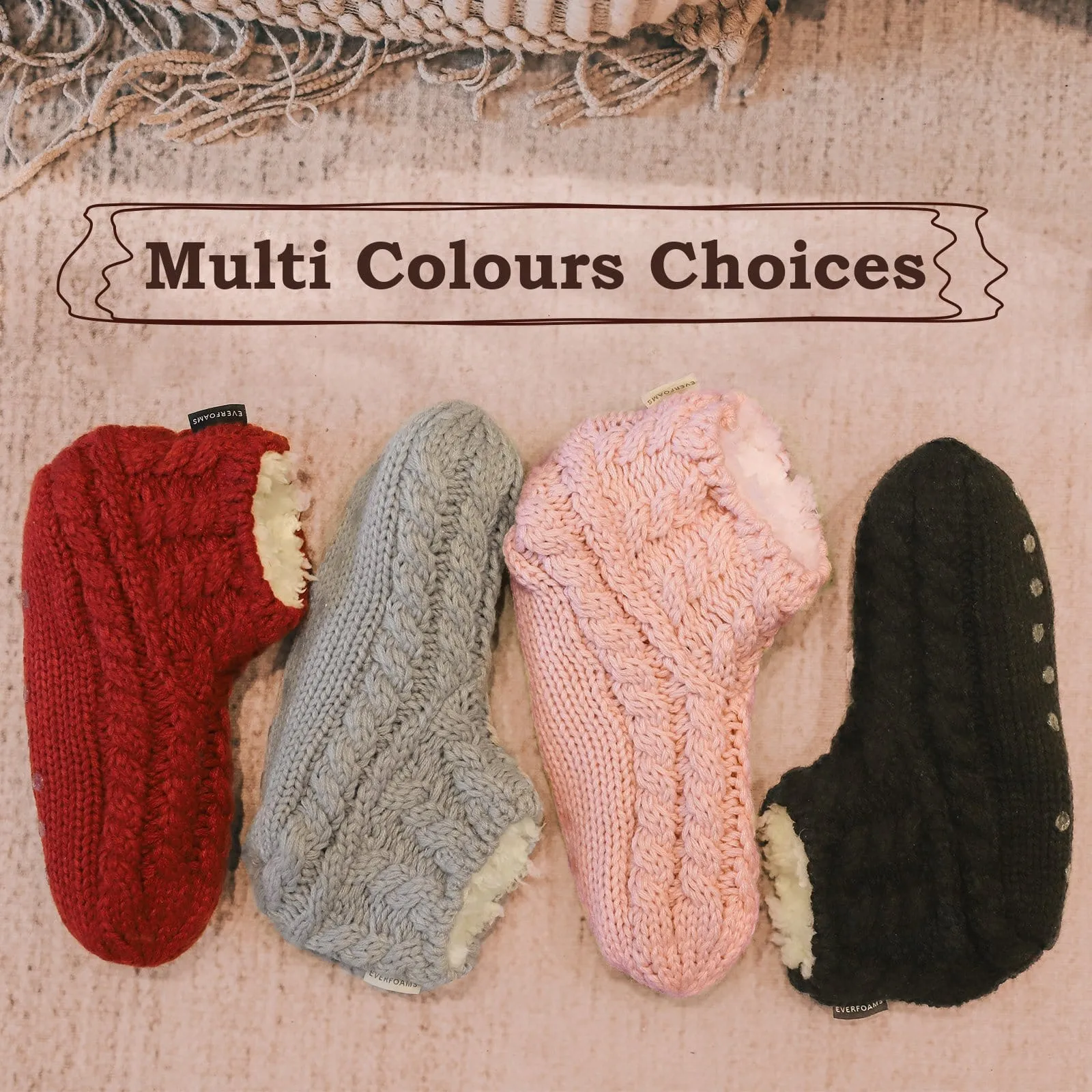 Women's Cable Knit Winter Slipper Socks