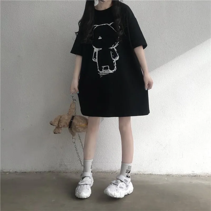 Women's Cartoon Printed Long T-shirt