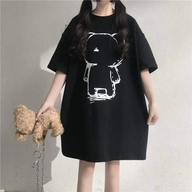 Women's Cartoon Printed Long T-shirt