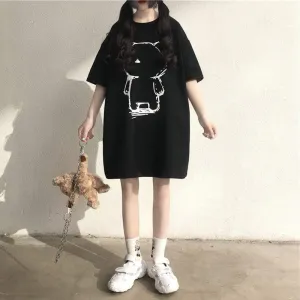 Women's Cartoon Printed Long T-shirt