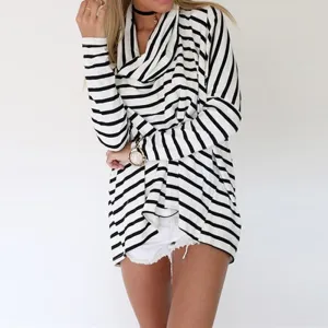 Women's Casual Long-Sleeved Striped Loose T-Shirt