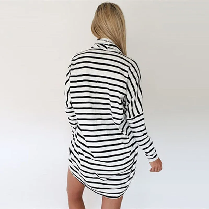 Women's Casual Long-Sleeved Striped Loose T-Shirt