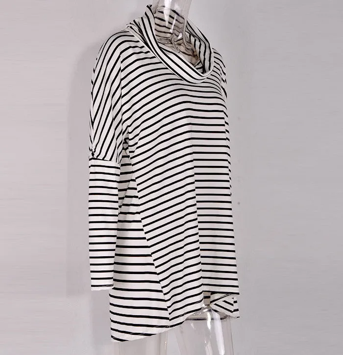 Women's Casual Long-Sleeved Striped Loose T-Shirt