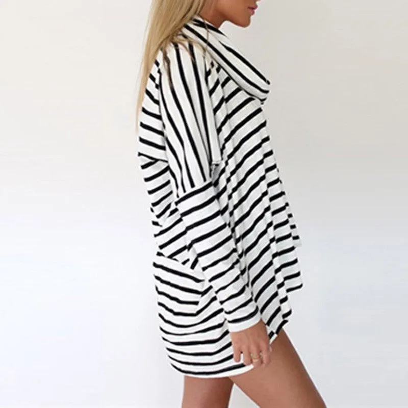Women's Casual Long-Sleeved Striped Loose T-Shirt