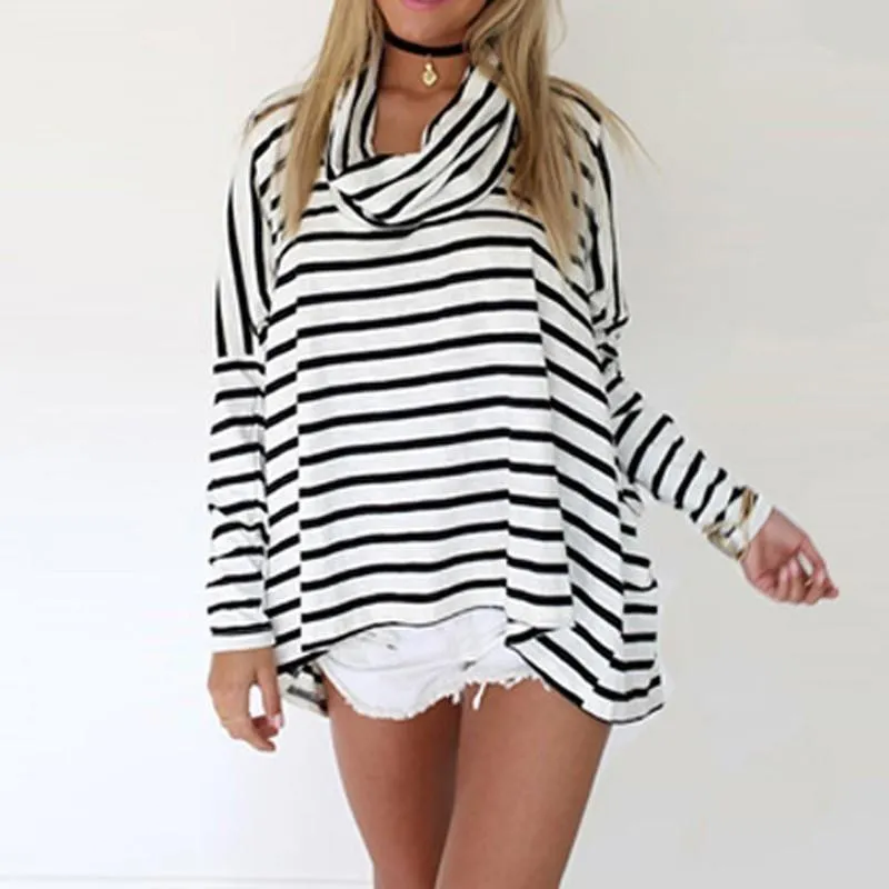 Women's Casual Long-Sleeved Striped Loose T-Shirt