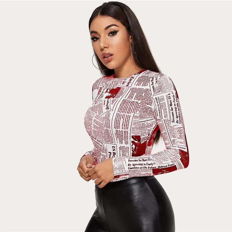 Women's Casual O-Neck Long-Sleeved Skinny T-Shirt