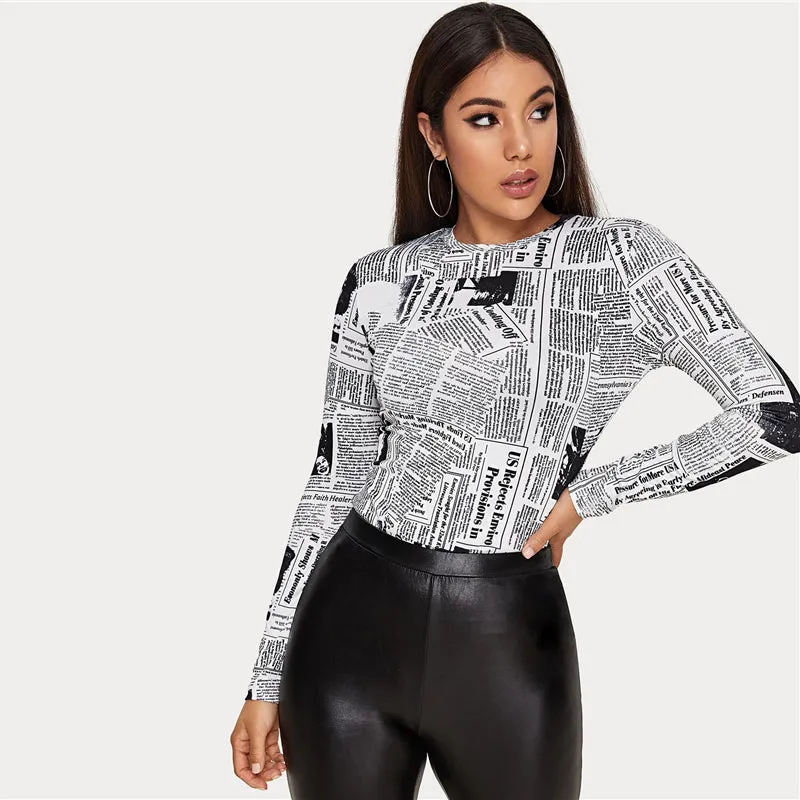 Women's Casual O-Neck Long-Sleeved Skinny T-Shirt