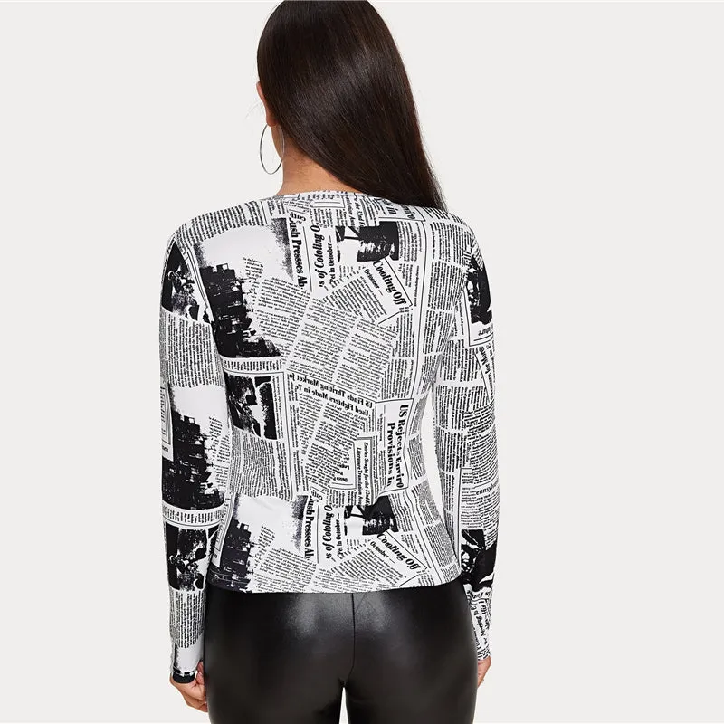 Women's Casual O-Neck Long-Sleeved Skinny T-Shirt