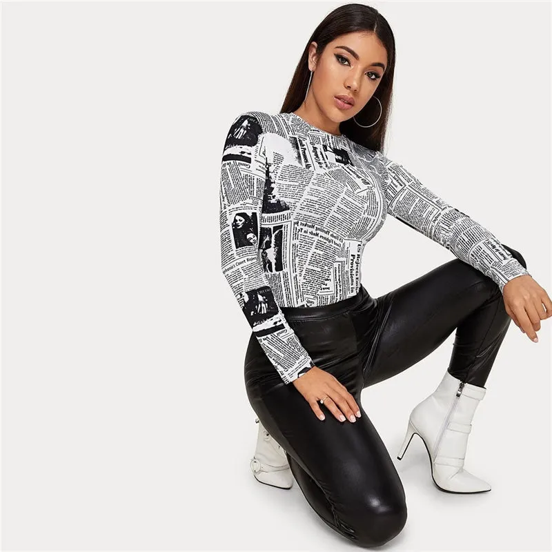 Women's Casual O-Neck Long-Sleeved Skinny T-Shirt
