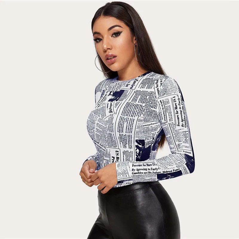 Women's Casual O-Neck Long-Sleeved Skinny T-Shirt