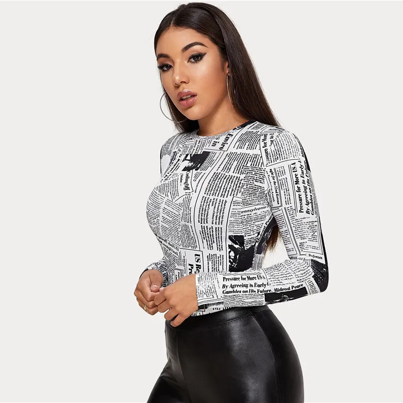 Women's Casual O-Neck Long-Sleeved Skinny T-Shirt
