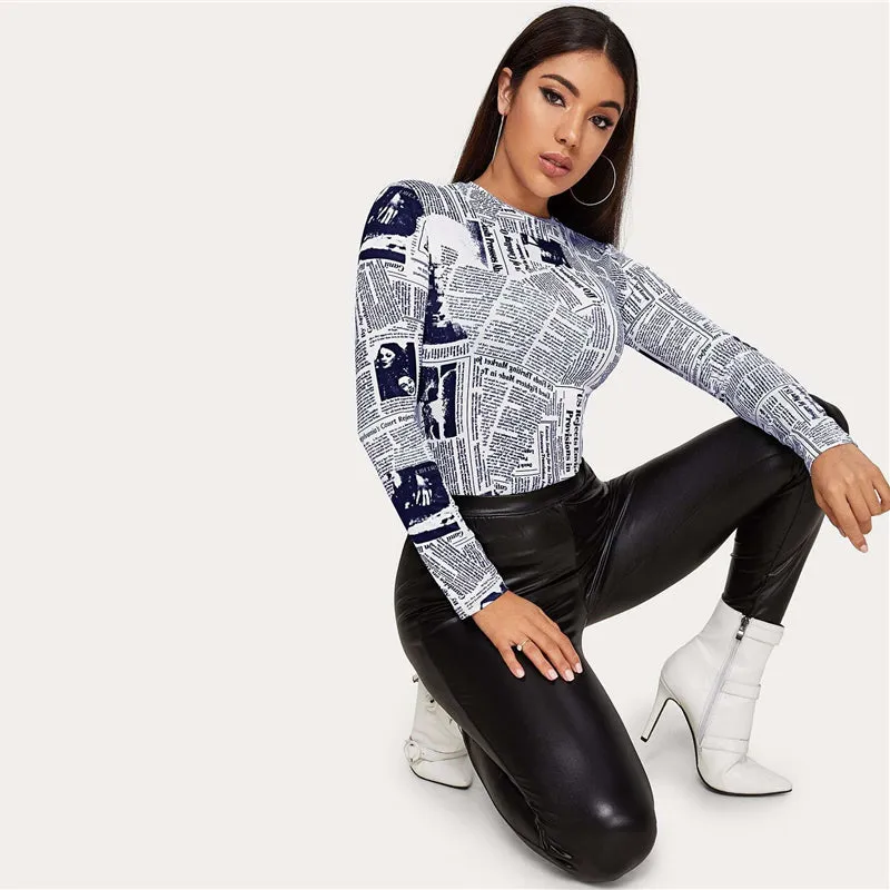 Women's Casual O-Neck Long-Sleeved Skinny T-Shirt