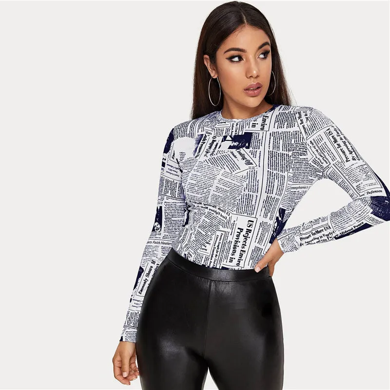 Women's Casual O-Neck Long-Sleeved Skinny T-Shirt