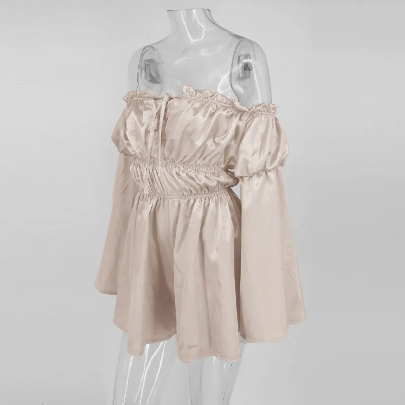 Women's Casual Satin Loose Elastic Off-Shoulder Romper