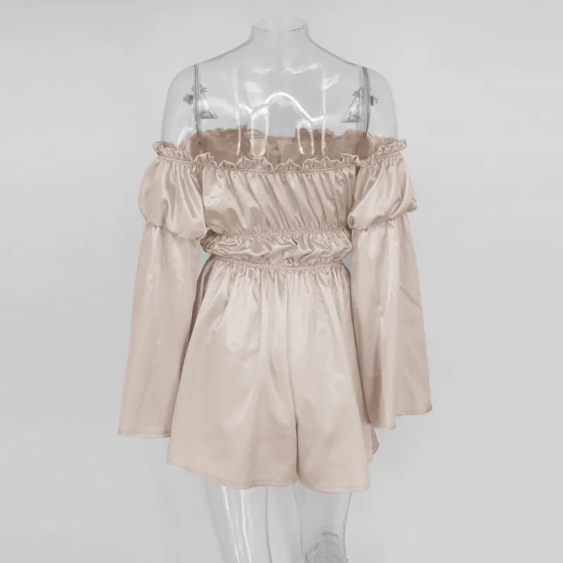 Women's Casual Satin Loose Elastic Off-Shoulder Romper