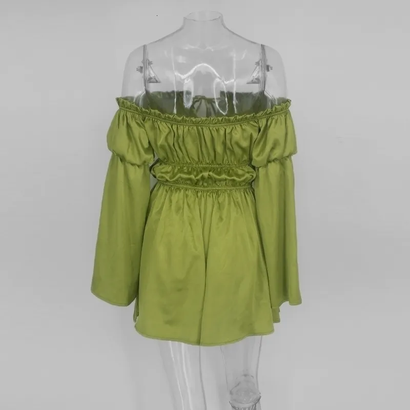 Women's Casual Satin Loose Elastic Off-Shoulder Romper
