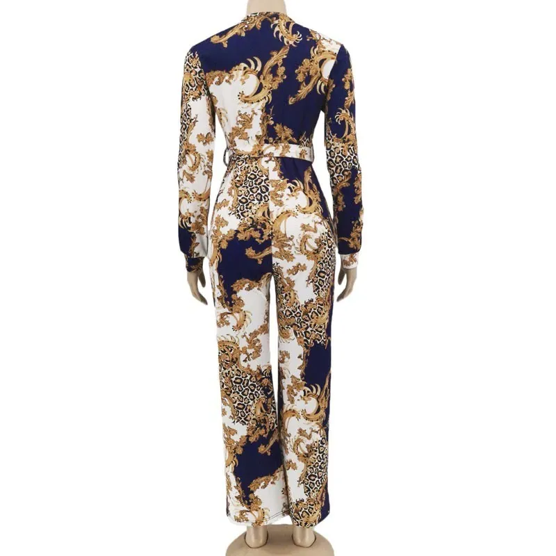 Women's Casual Skinny Long-Sleeved Jumpsuit With Print