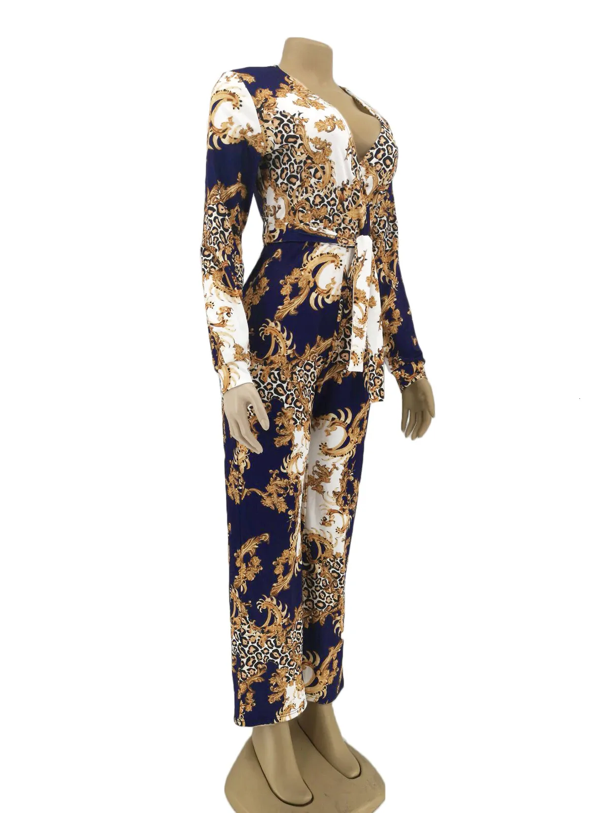 Women's Casual Skinny Long-Sleeved Jumpsuit With Print