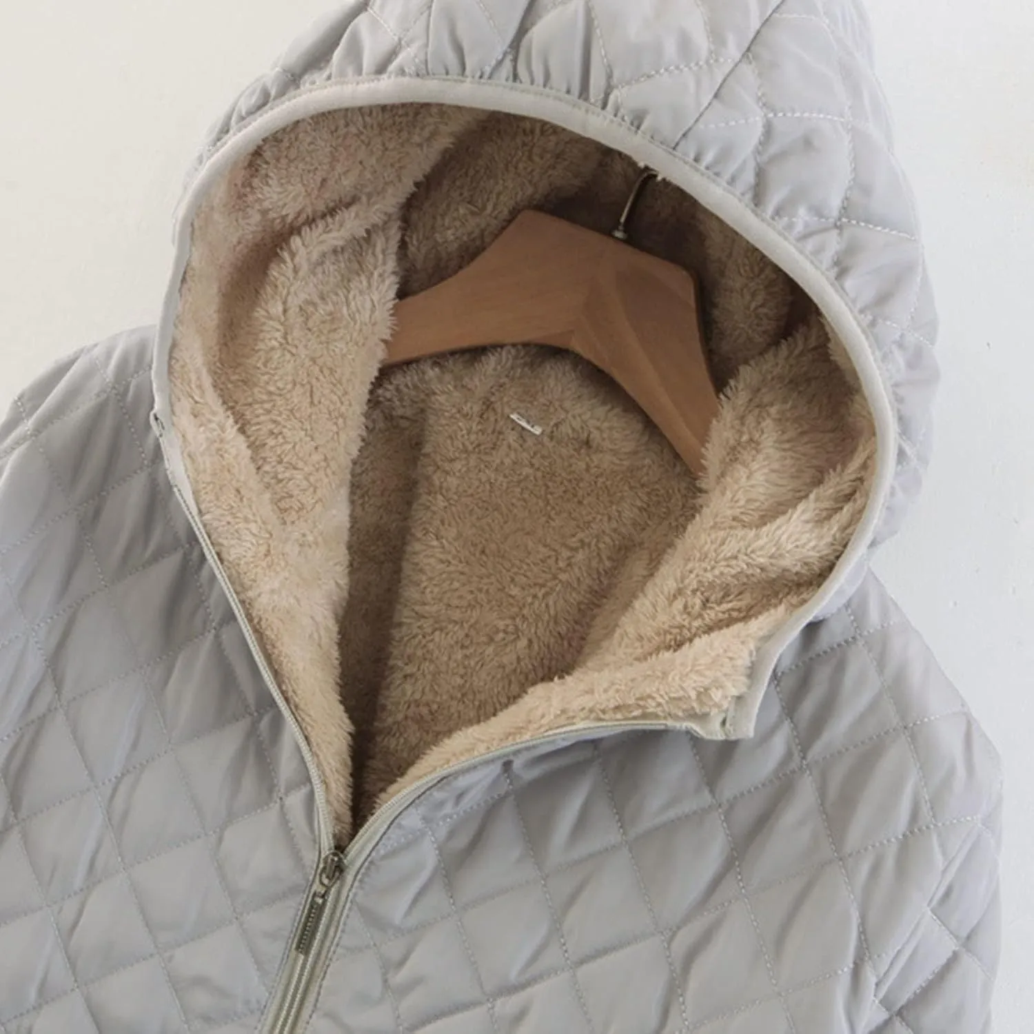 Womens Classic Solid Zip Up Fleece Coat Long Sleeve Hooded Pocket Overcoat Insulated Loose Slim Jacket Winter Outfits