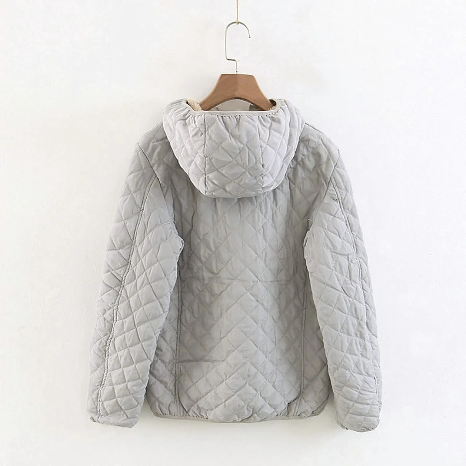 Womens Classic Solid Zip Up Fleece Coat Long Sleeve Hooded Pocket Overcoat Insulated Loose Slim Jacket Winter Outfits