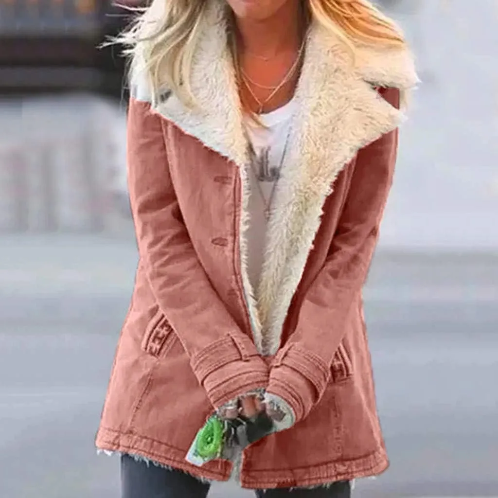 Women's Coat Casual Lapel Fleece Long Sleeved Jumper with Pockets The Drop Trench Coat Womens Warm Winter Coats for