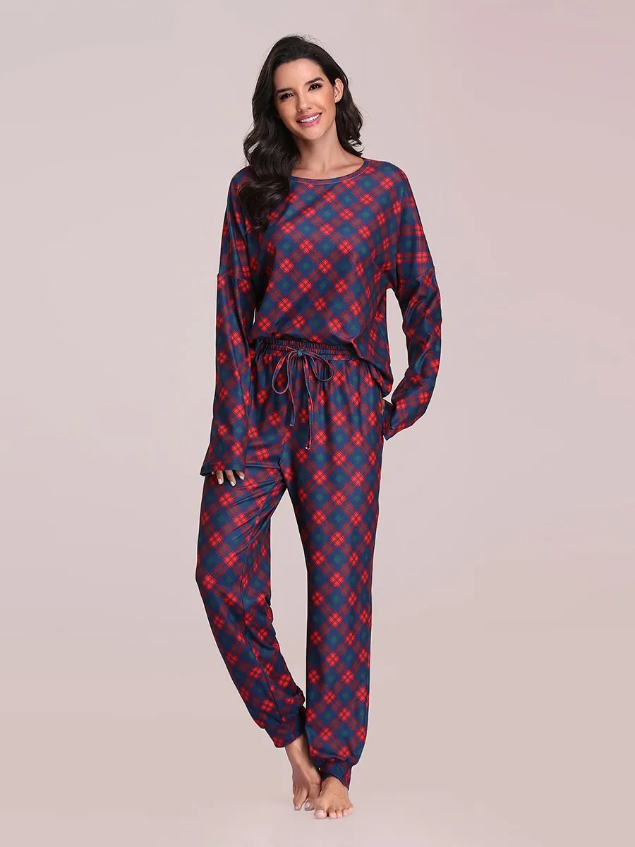 Women's Comfy Long Sleeve & Pant Wholesale Printed Sleep Loungewear EP01175