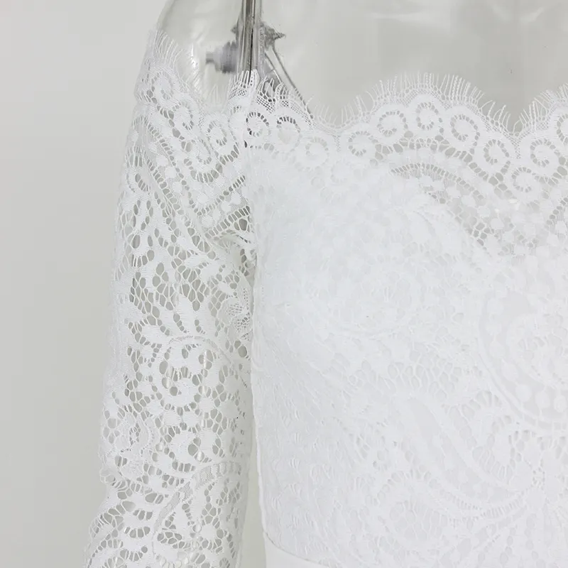 Women's Cotton A-Line Long-Sleeved Jumpsuit With Lace