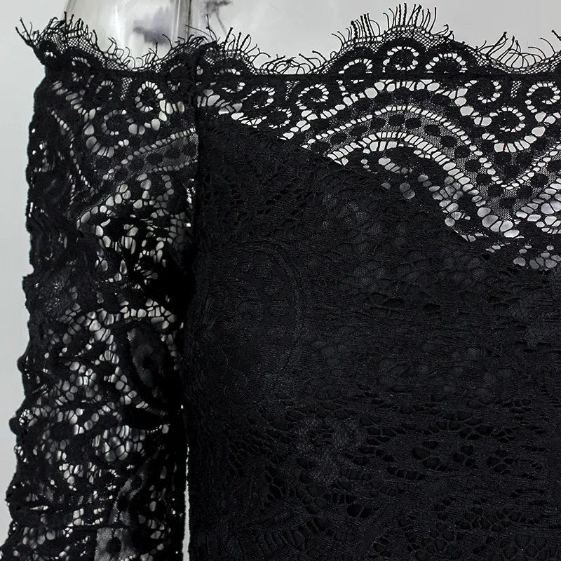 Women's Cotton A-Line Long-Sleeved Jumpsuit With Lace