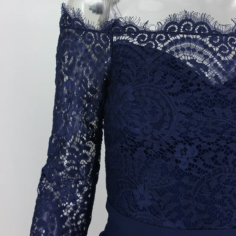 Women's Cotton A-Line Long-Sleeved Jumpsuit With Lace