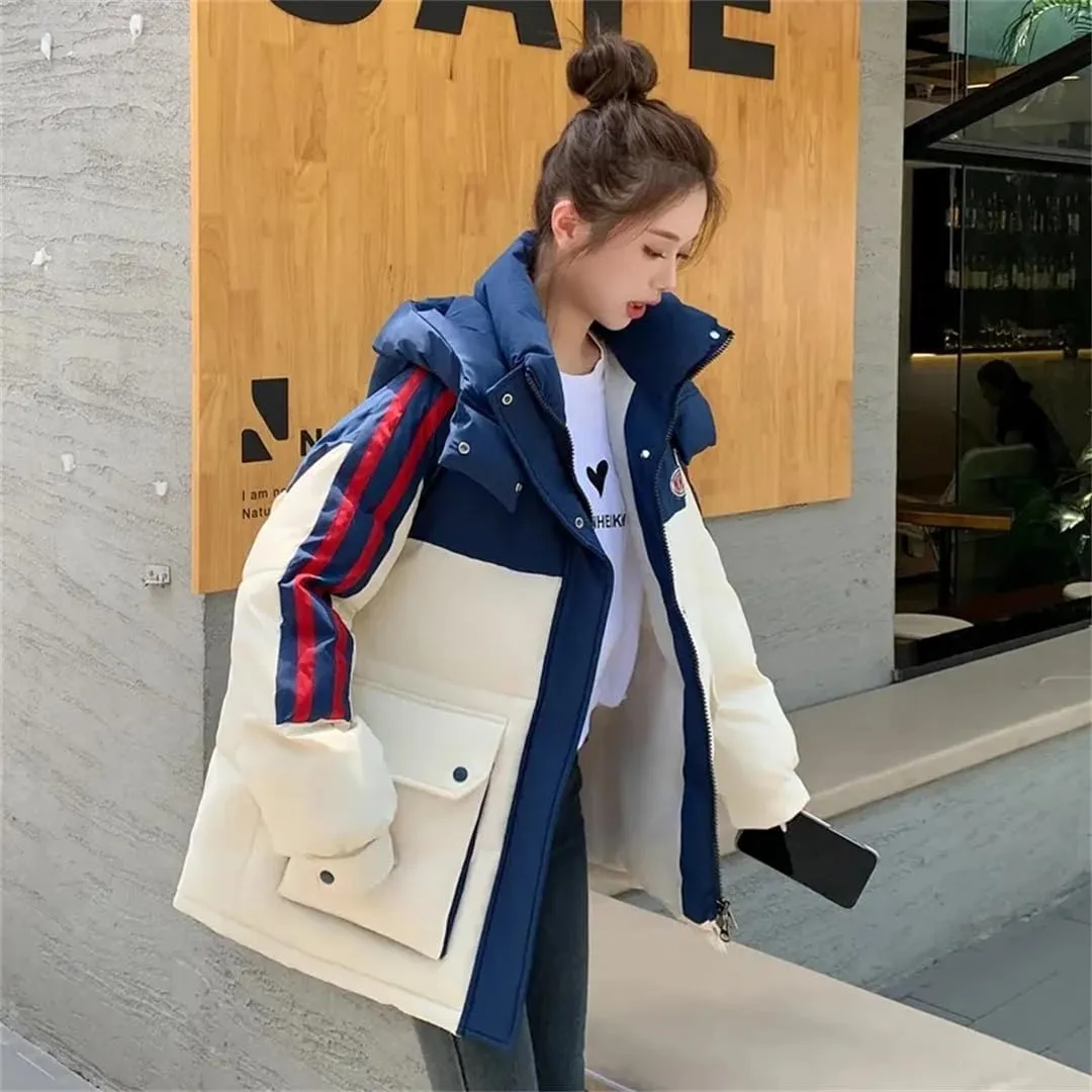 Womens Cotton Coat Winter Warm Jacket Hooded Padded Puffer Parkas Loose Down Cotton Coat