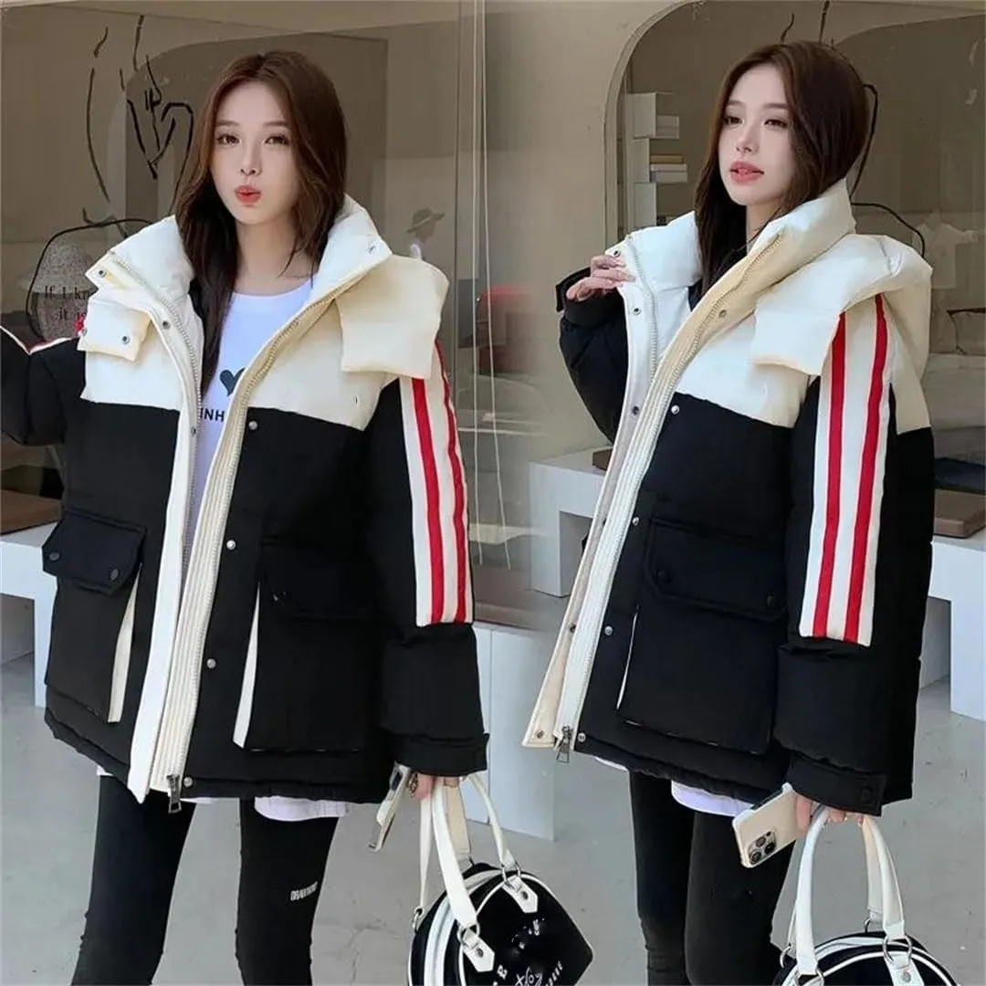 Womens Cotton Coat Winter Warm Jacket Hooded Padded Puffer Parkas Loose Down Cotton Coat