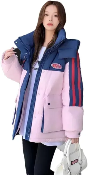 Womens Cotton Coat Winter Warm Jacket Hooded Padded Puffer Parkas Loose Down Cotton Coat