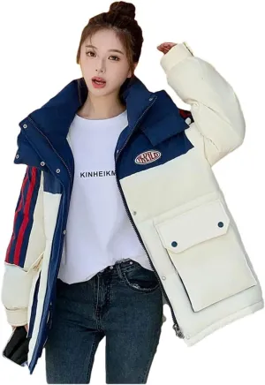 Womens Cotton Coat Winter Warm Jacket Hooded Padded Puffer Parkas Loose Down Cotton Coat