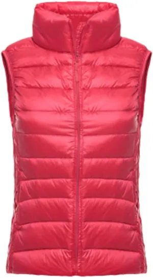 Womens Cropped Puffer Vest Lightweight Packable Quilted Gilet Casual Loose Sleeveless Zip Up Down Coat Outdoor Outwear