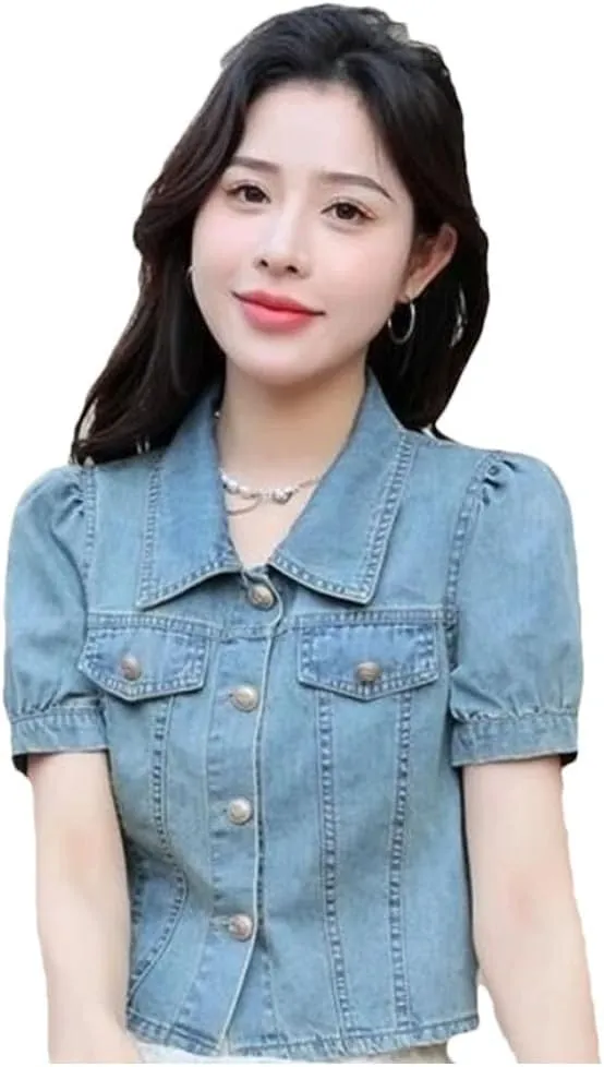 Women's Denim Outerwear Short-Sleeved Skirt Set Wear A Little Cowboy Shawl Over Jacket