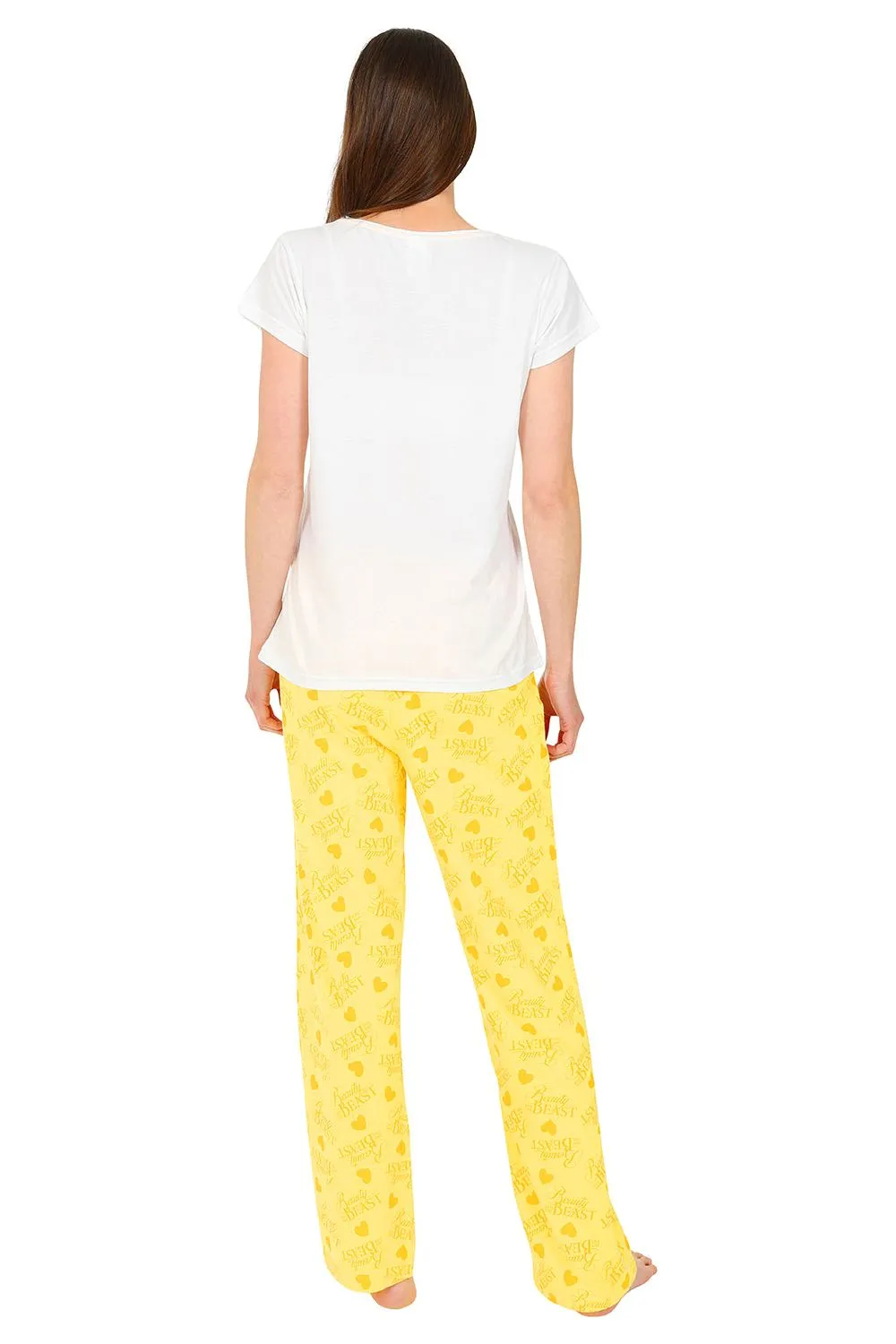 Women's Disney Beauty and The Beast Belle Mrs Potts Long Pyjama set